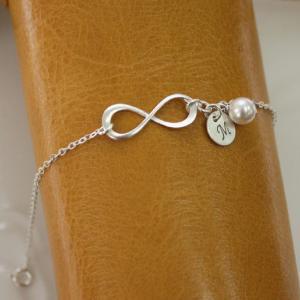 Sterling Silver Infinity Bracelet,initial..