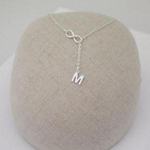 Silver Infinity Lariat Necklace,sterling..