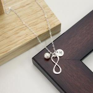 Sterling Silver Infinity Necklace,initial..