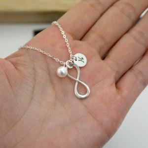 Sterling Silver Infinity Necklace,initial..