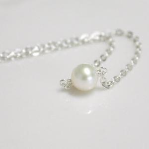 Single Pearl & Silver Necklace,..
