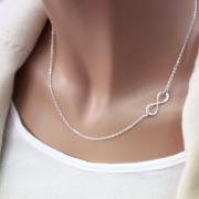 Sterling Silver Infinity necklace, friendship, off centered infinity, Bridesmaid gift, wedding, Infinite, Friendship necklace, love