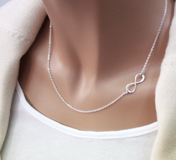 Sterling Silver Infinity Necklace, Friendship, Off Centered Infinity, Bridesmaid Gift, Wedding, Infinite, Friendship Necklace, Love